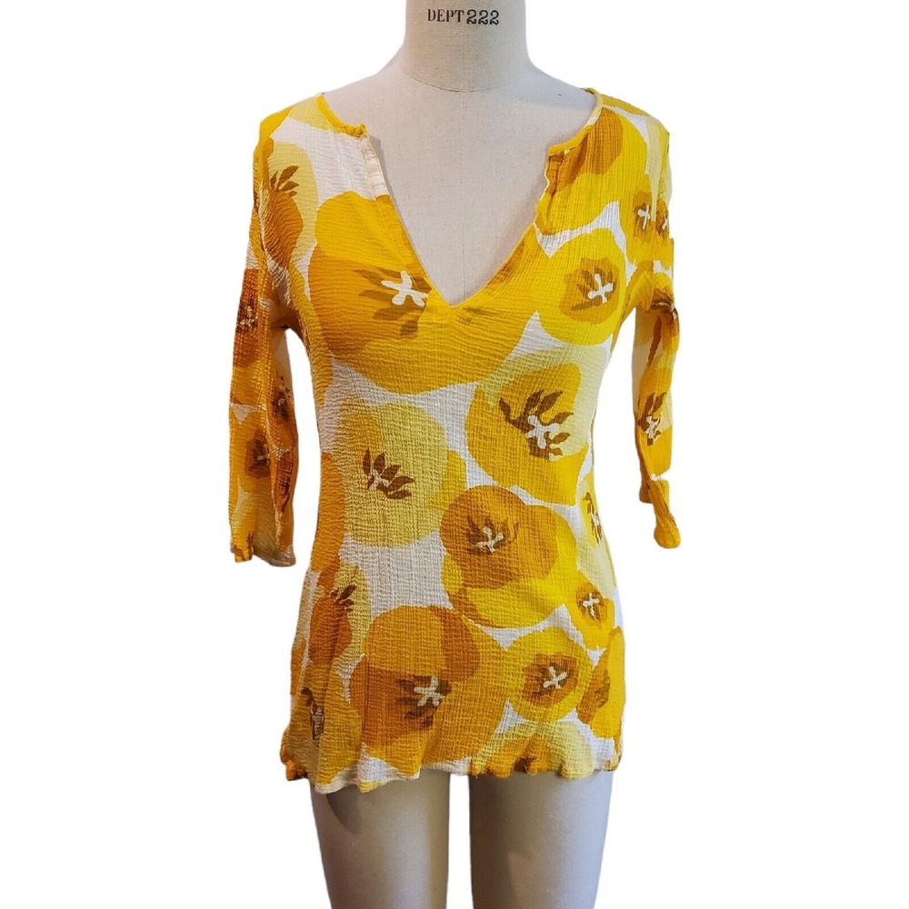 J Crew Retro 70s Look Hippie Flower Child Gauze Blouse Size S